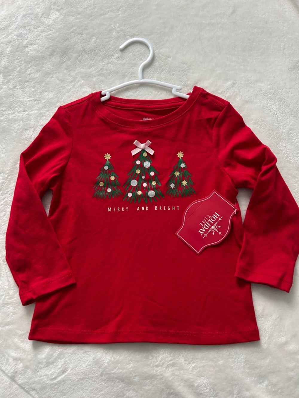 Merry & Bright Red Long-Sleeve Kids Tee